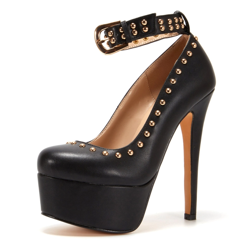 Stiletto Pumps High Heels Schwarz Mit Nieten Schwarze Nieten