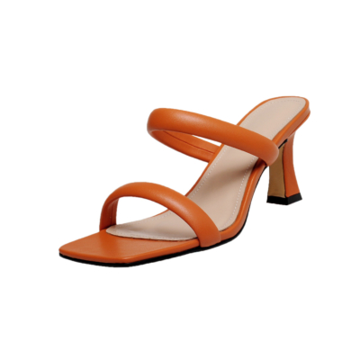 Orange geschwollene Sandalen Heels gepolsterte Zwei-Strap-Schuhe
