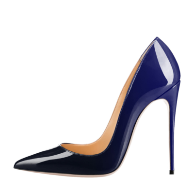Blau-schwarze High-Heels-Schuhe mit spitzem Zehenbereich und Farbverlauf