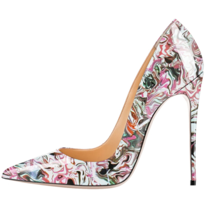 Pink Marble Prints Kleider Stilettos Pumps Hochzeit Schuhe mit hohen Absätzen