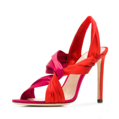 Red Open Toe Stiletto Heels Cross Strap Sandalen Kleid Schuhe
