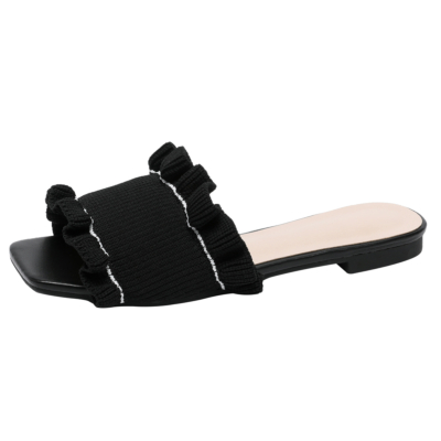 Ruffle Slide Flache Sandalen Sommer Bequeme Pantoffel Sandalen für Frauen