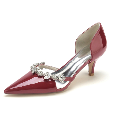 Burgunderrote Slip-On-Pumps mit Juwelen von D'orsay, Kleider, Schuhe, Kitten-Heels für den Tanz