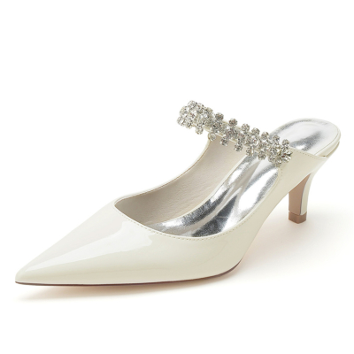 Slip-on-Schuhe mit juwelenbesetzten Riemchen, geschlossene Zehenpartie, Kitten-Heels für die Hochzeit