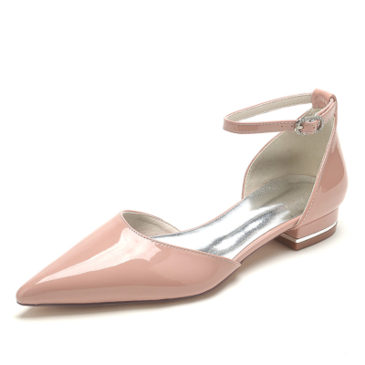 Rosa einfarbige D'orsay-Flats mit Knöchelriemen, Minimalismus-Kleider, Pumps, Flats-Schuhe