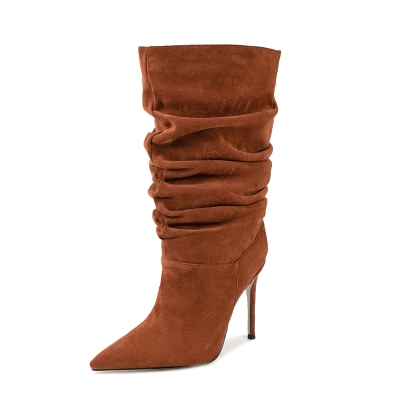 Damen-Stiefel aus Wildleder mit spitzer Zehenpartie und Stiletto-Absatz